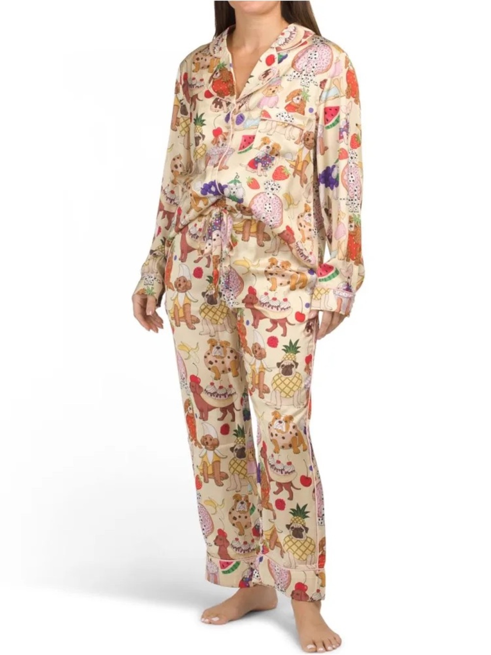 Karen Mabon Cream Dog Desserts Pajama Set pants NWT size medium